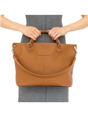 M.I.L.A. Darcy Tote Bag - Camel Brown Pebbled Leather Like New